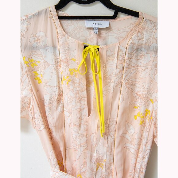 REISS Blush Ivory Carlotta Tie Waist Flippy Belted Dress Sz US8/EU40 - Picture 4 of 13